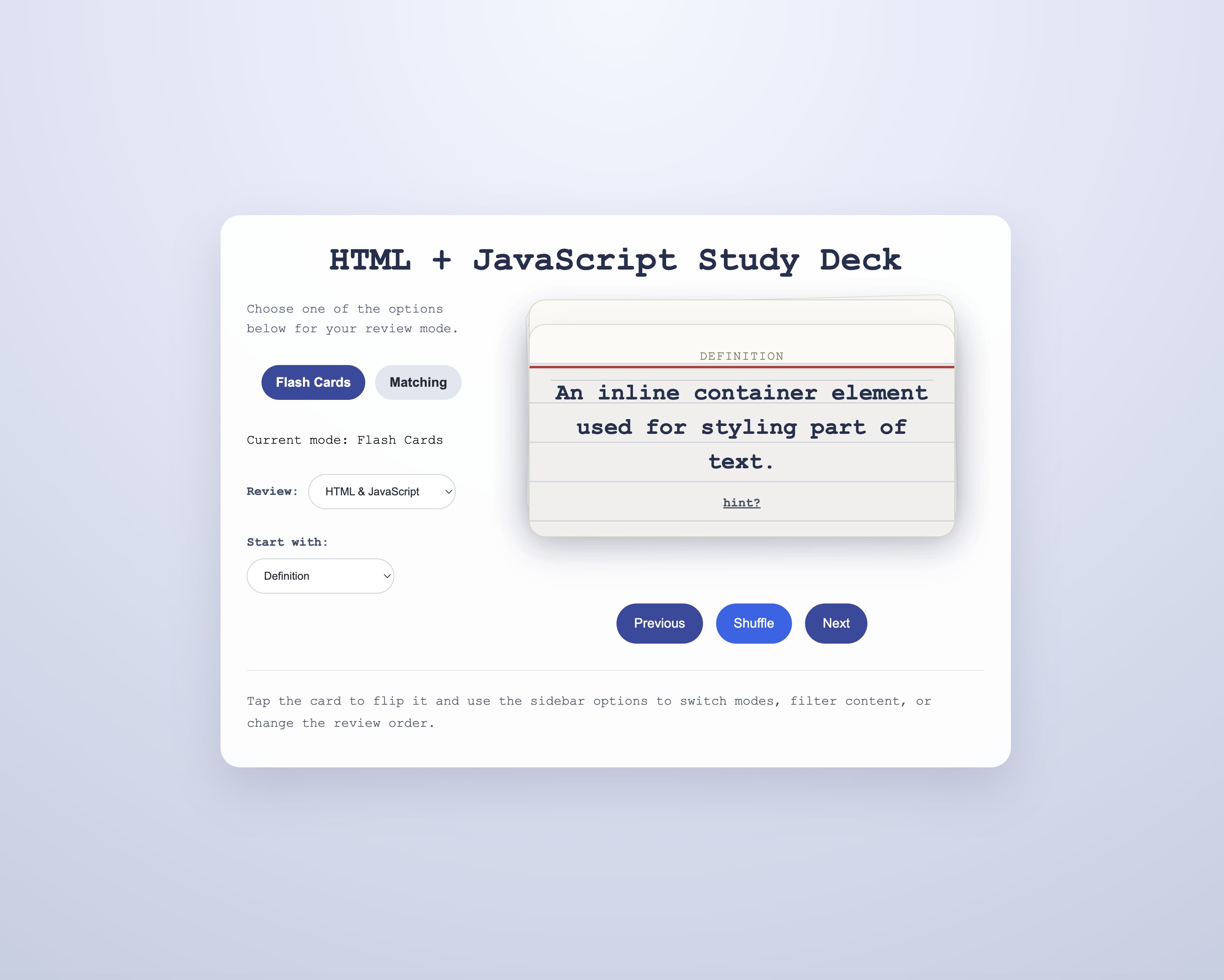 Flashcards App